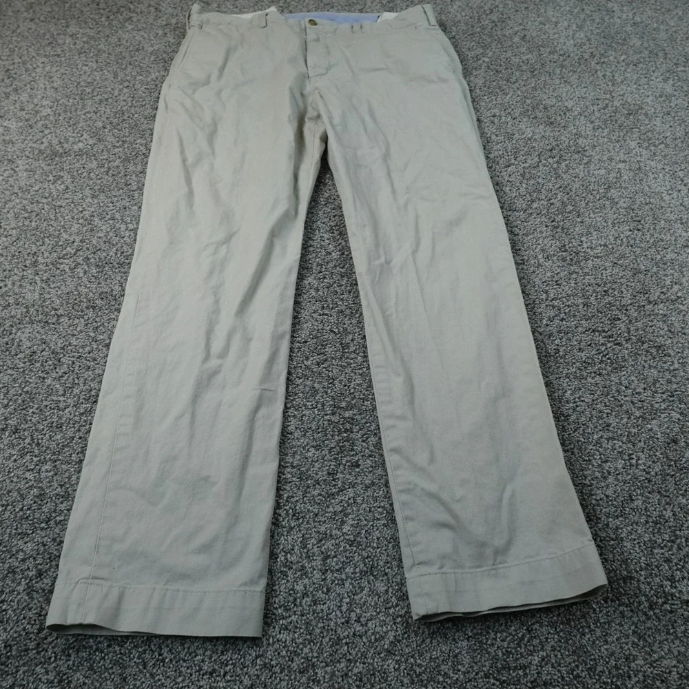 Polo Ralph Lauren Pants Mens 36X32 Beige Pony Chino Stretch Straight Fit Trouser